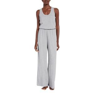Eberjey Aloe Infused Cotton Wide Leg Jumpsuit Sleeveless Women L Gray Loungewear